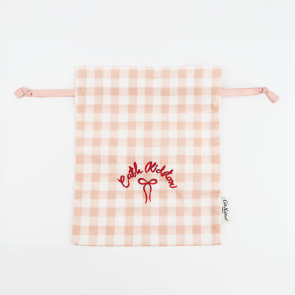 ドローストリングポーチ Painted Gingham