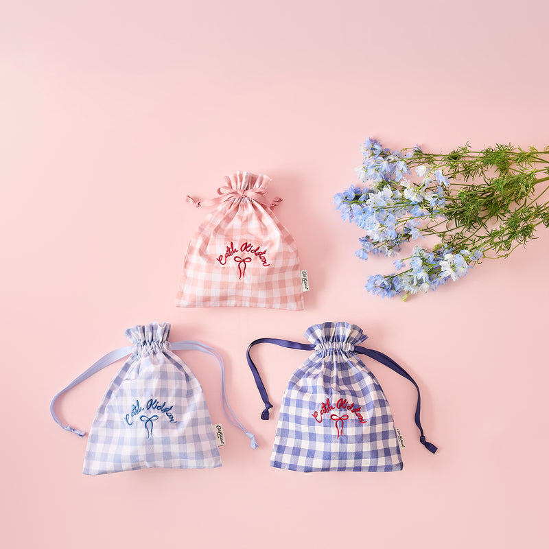 ドローストリングポーチ Painted Gingham