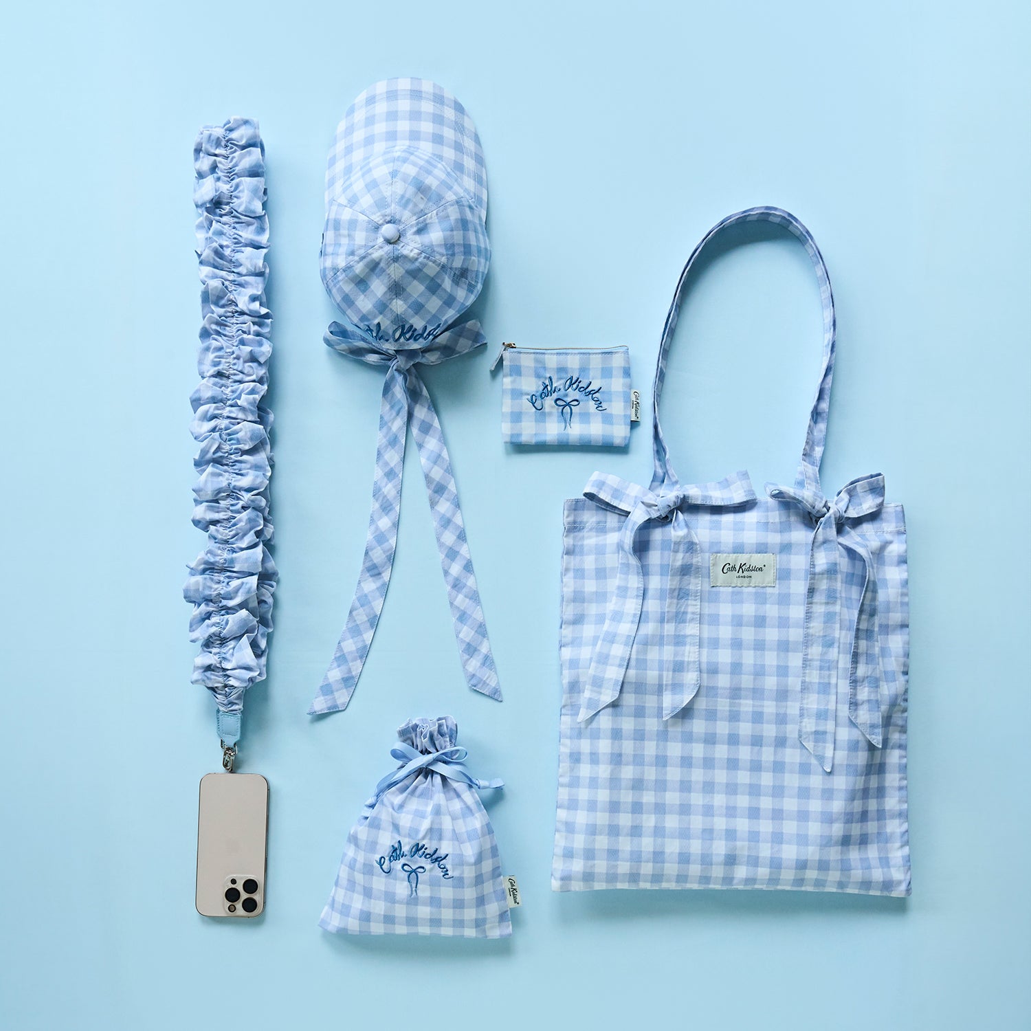 ドローストリングポーチ Painted Gingham