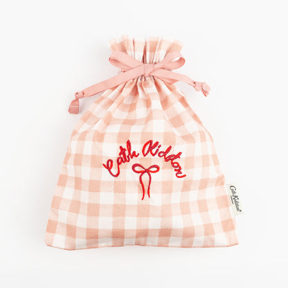 ドローストリングポーチ Painted Gingham