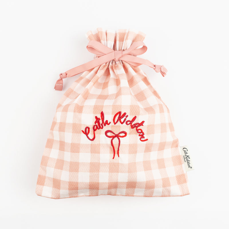 ドローストリングポーチ Painted Gingham