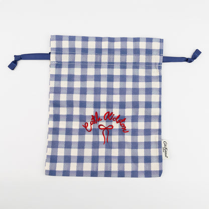 ドローストリングポーチ Painted Gingham
