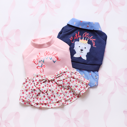 【Dog】スカートドッキングスウェット Rose Heart Ditsy