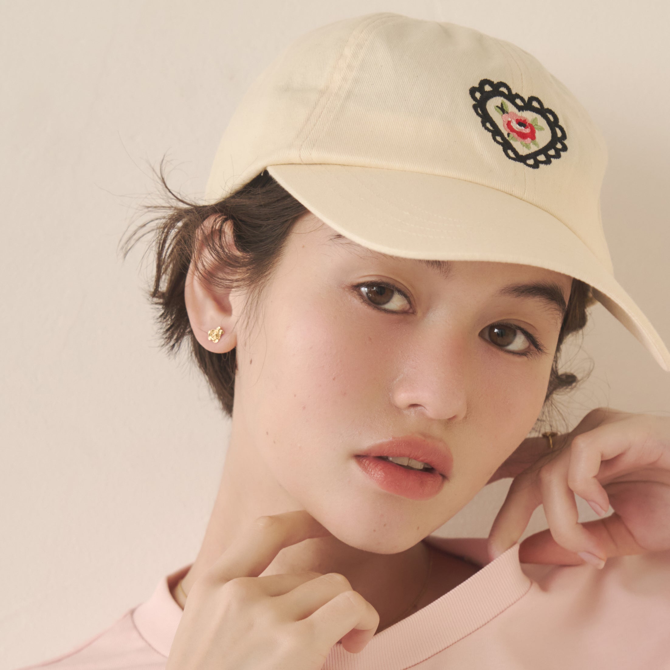 イエローゴールド ピアス Bows&Rose