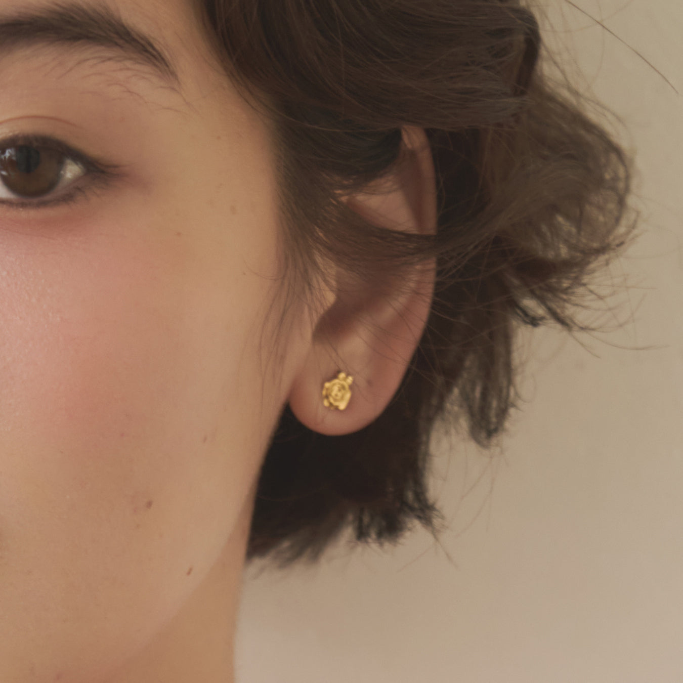 イエローゴールド ピアス Bows&Rose