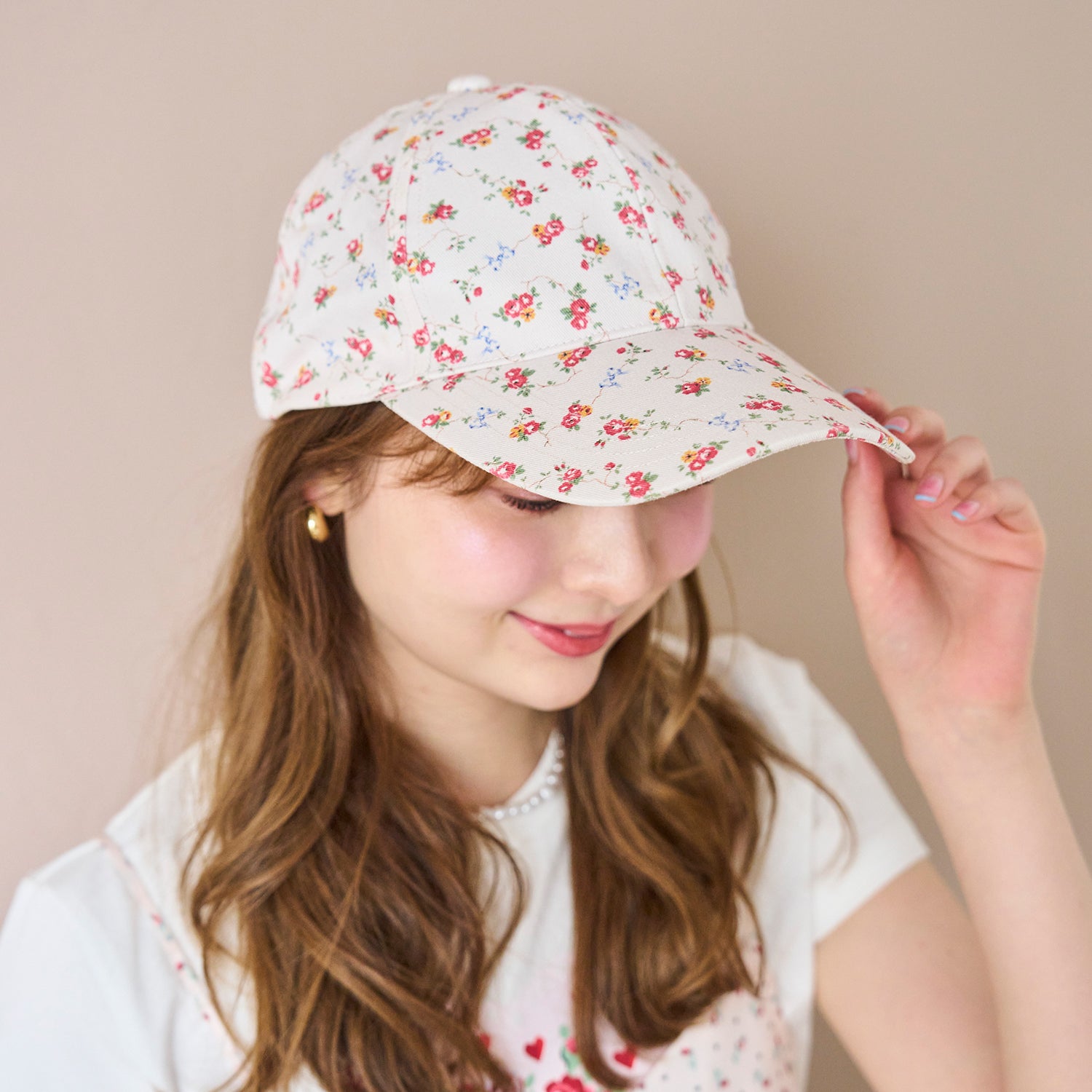 プリントキャップ Bows&Rose