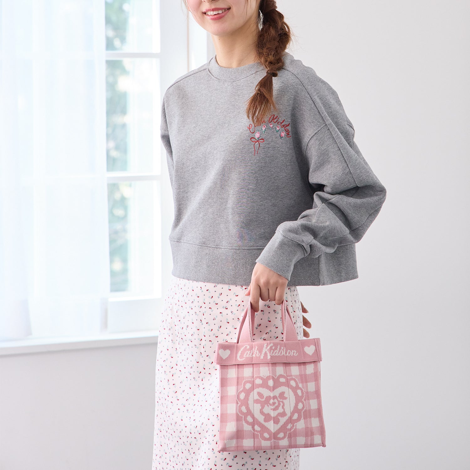 【全商品オープニング価格 特別価格】 CK × 日本公式 Kidston Cath | Rose Gingham Co-Knitty KNT365 バッグ