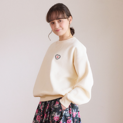 裏起毛スウェットトップス Lace Heart