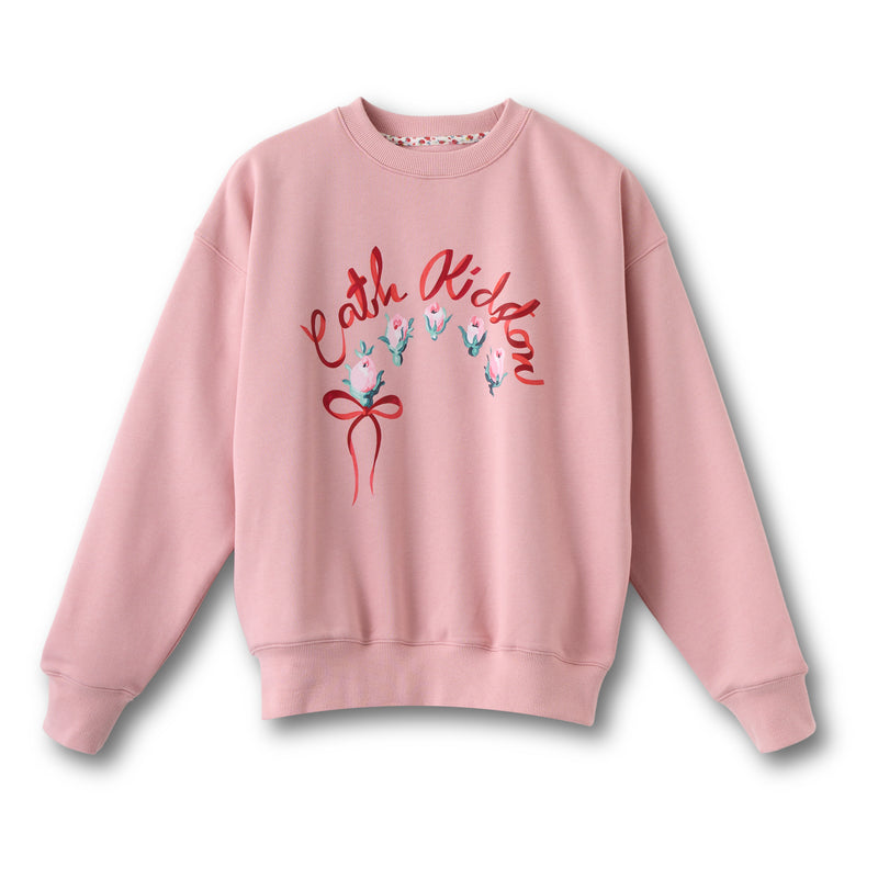 裏起毛スウェットトップス Ribbon Floral