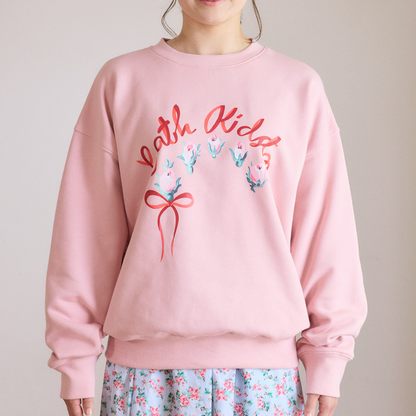 裏起毛スウェットトップス Ribbon Floral