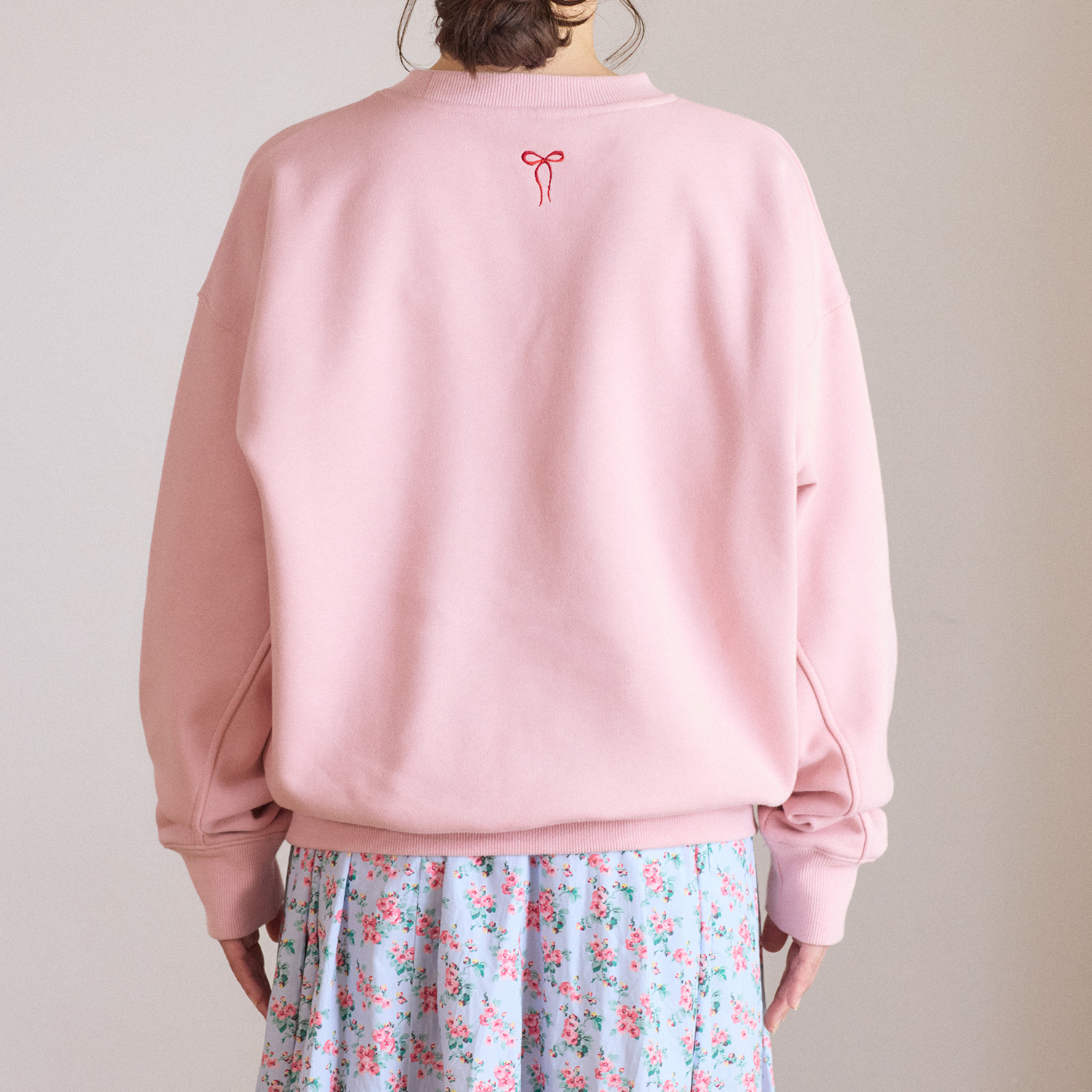 裏起毛スウェットトップス Ribbon Floral