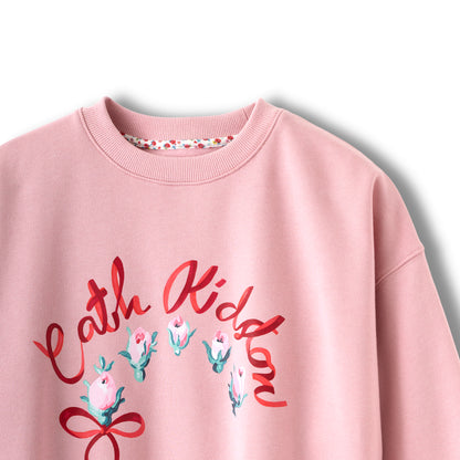 裏起毛スウェットトップス Ribbon Floral