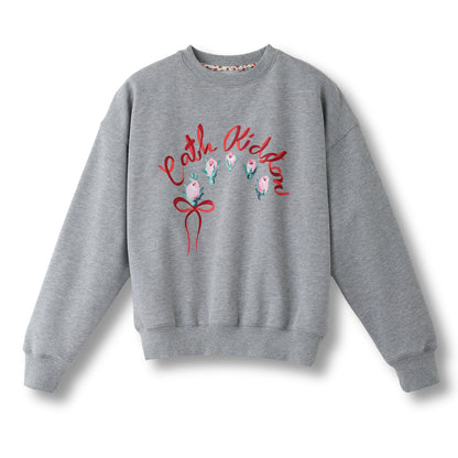 裏起毛スウェットトップス Ribbon Floral