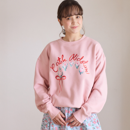 裏起毛スウェットトップス Ribbon Floral