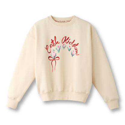 裏起毛スウェットトップス Ribbon Floral