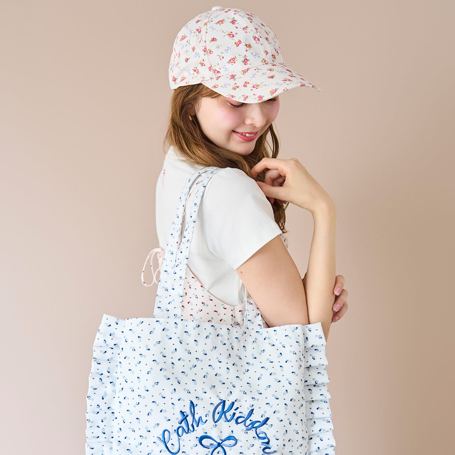 プリントキャップ Bows&Rose