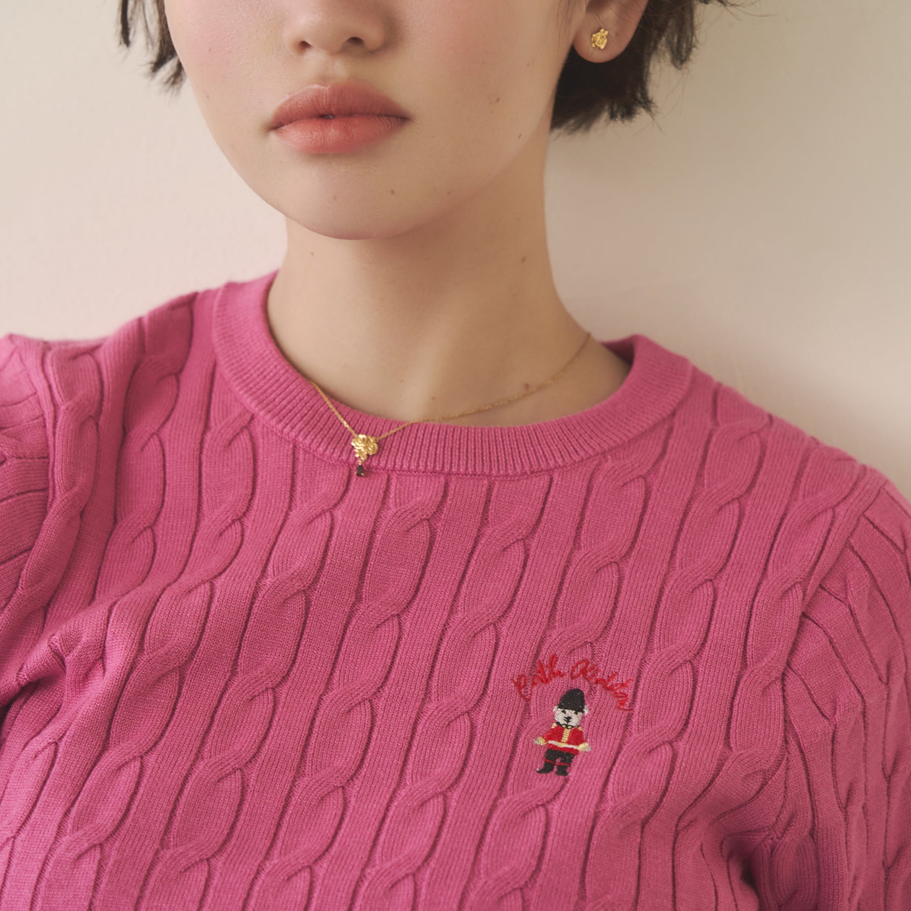 ショートスリーブニットトップス　London Dog