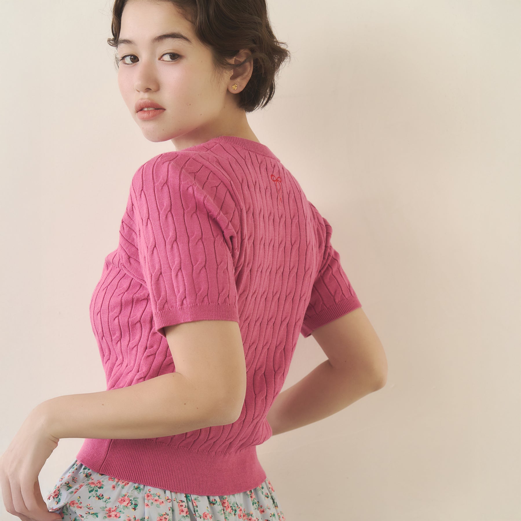 ショートスリーブニットトップス　London Dog