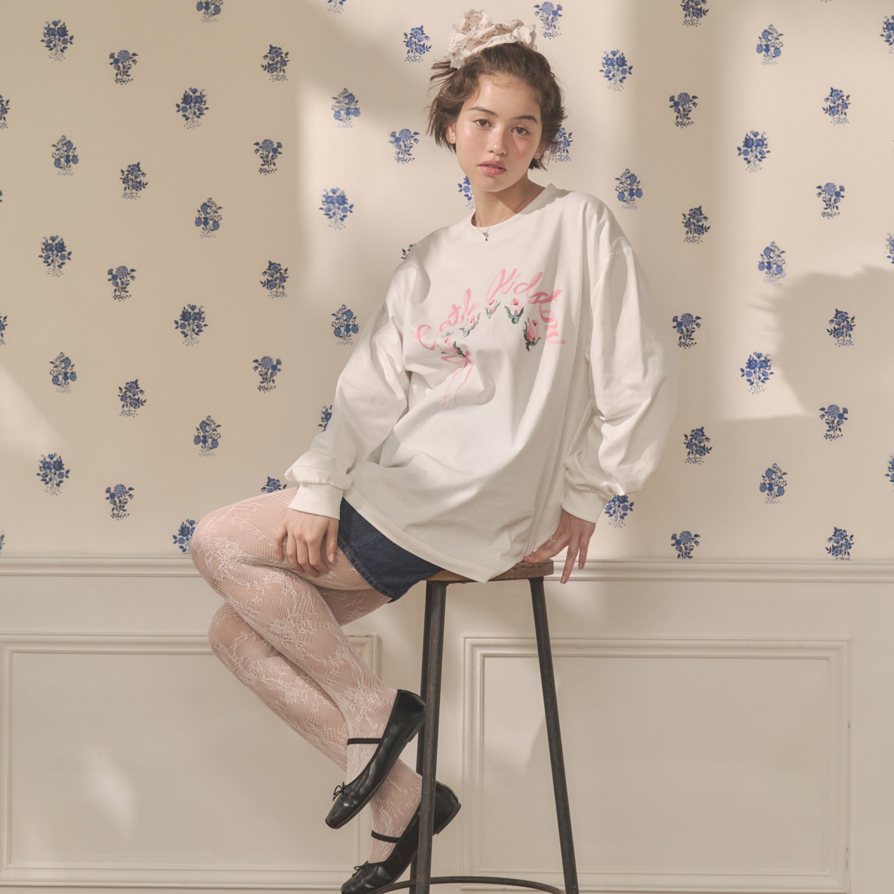 ロングスリーブTシャツ Ribbon Floral