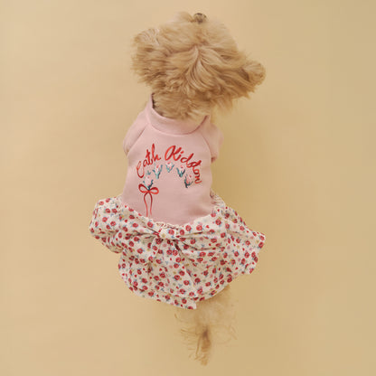 【Dog】スカートドッキングスウェット Rose Heart Ditsy
