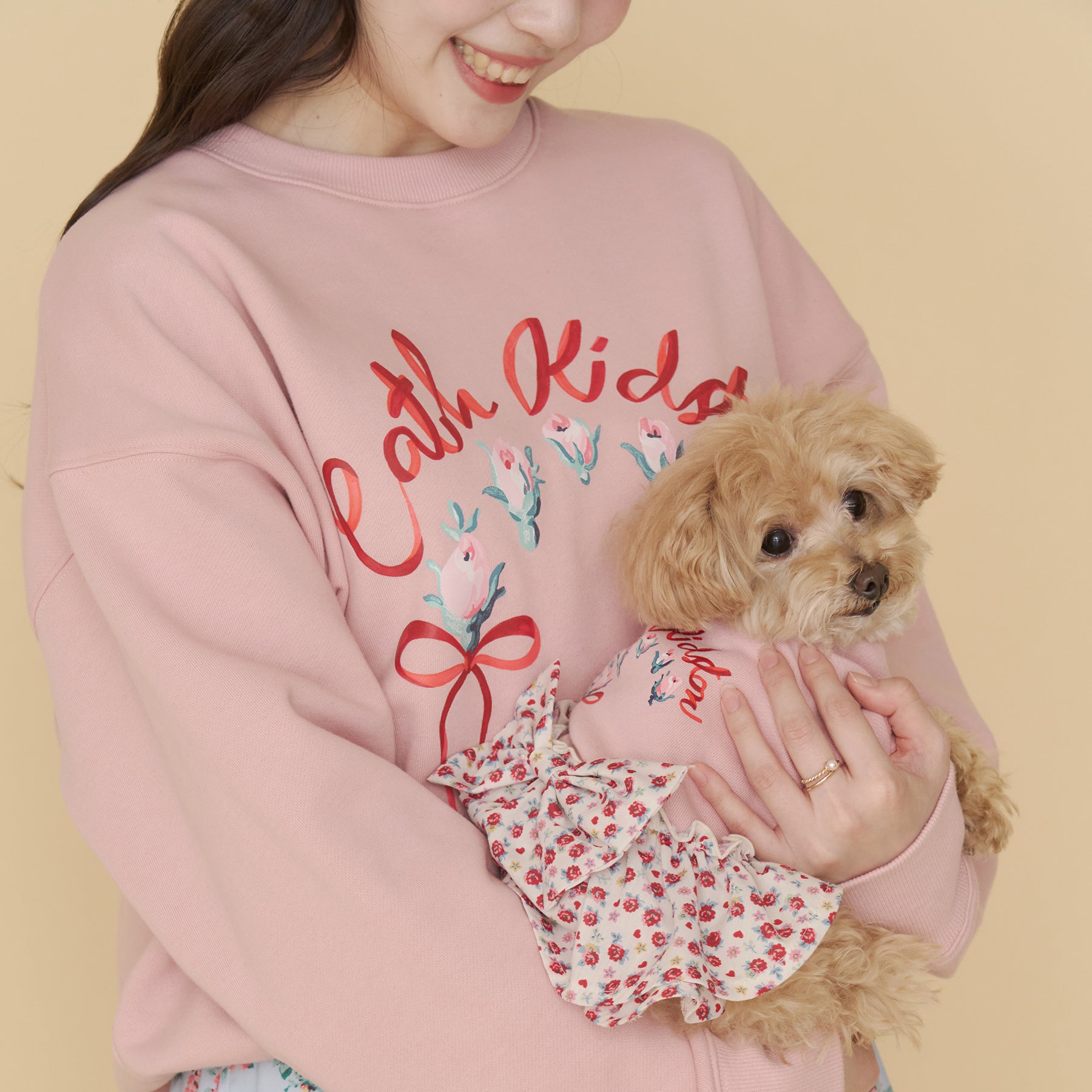 【Dog】スカートドッキングスウェット Rose Heart Ditsy