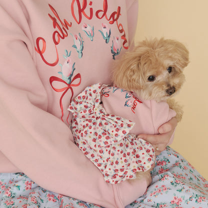 【Dog】スカートドッキングスウェット Rose Heart Ditsy