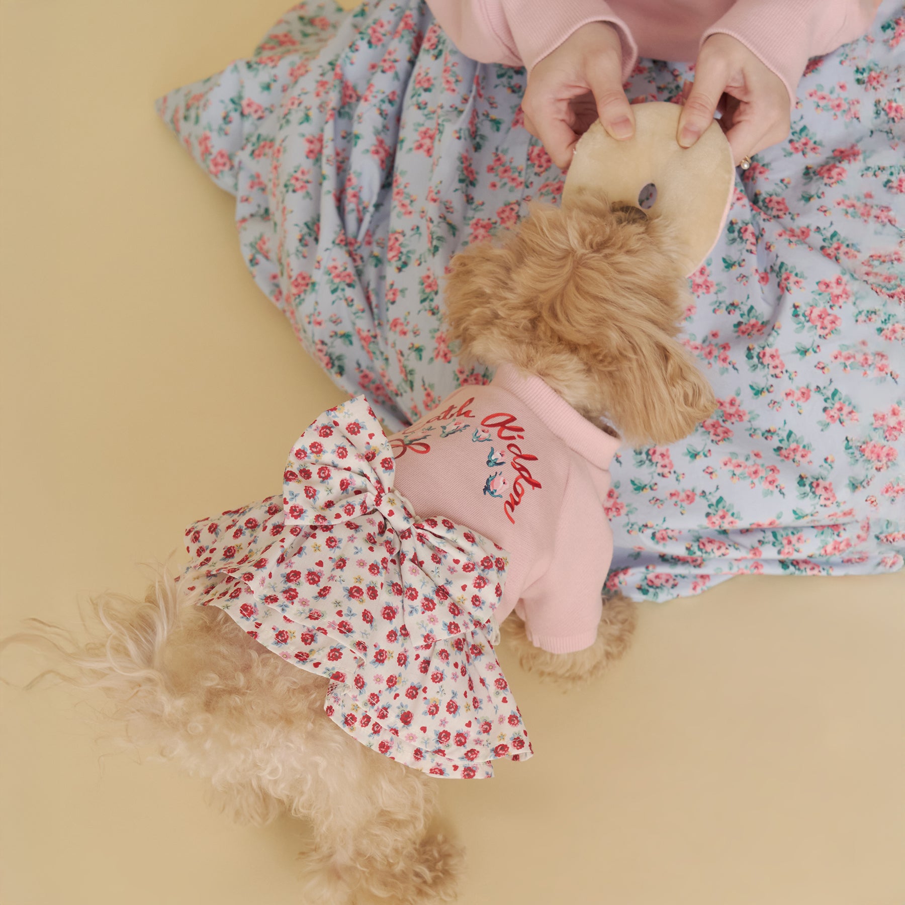 【Dog】スカートドッキングスウェット Rose Heart Ditsy