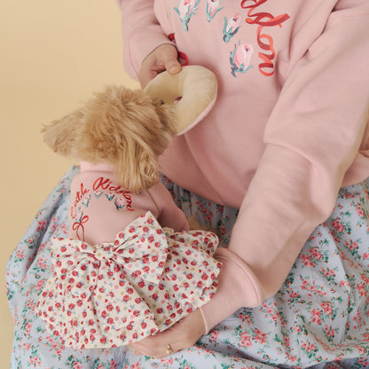 【Dog】スカートドッキングスウェット Rose Heart Ditsy