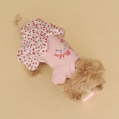 【Dog】スカートドッキングスウェット Rose Heart Ditsy