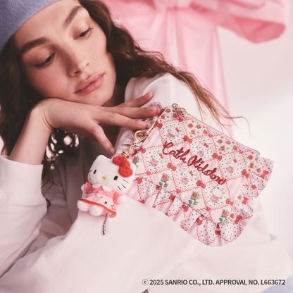 Cath Kidston × Hello Kitty　フリルティッシュポーチ＆マスコットチャームセット Patchwork