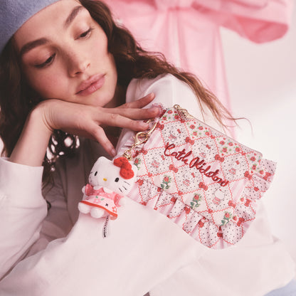 Cath Kidston × Hello Kitty　フリルティッシュポーチ＆マスコットチャームセット Patchwork