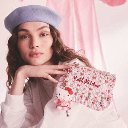 Cath Kidston × Hello Kitty　フリルティッシュポーチ＆マスコットチャームセット Patchwork