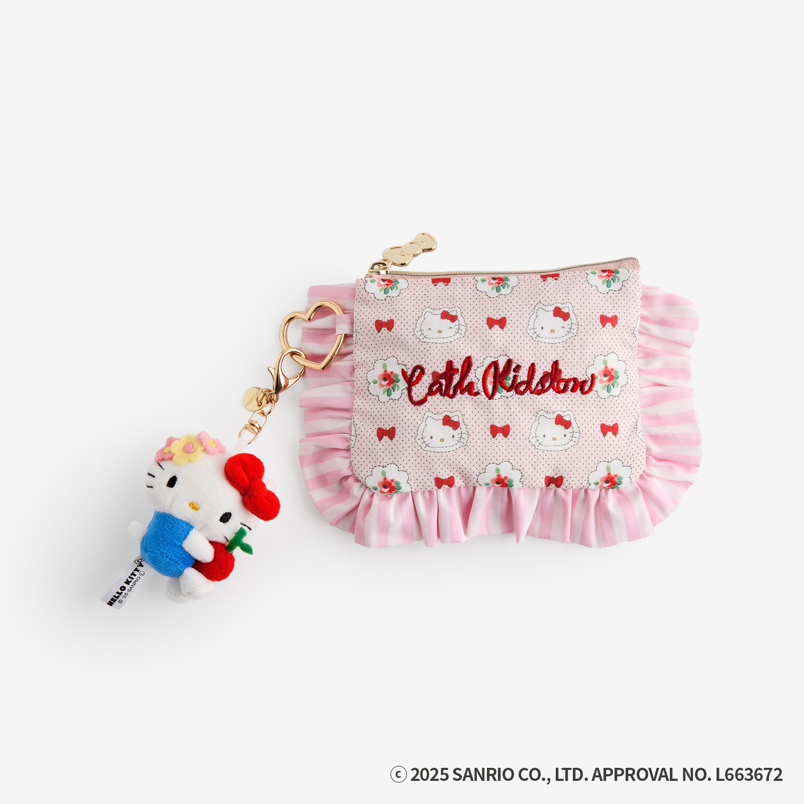 Cath Kidston × Hello Kitty　フリルティッシュポーチ＆マスコットチャームセット Provence