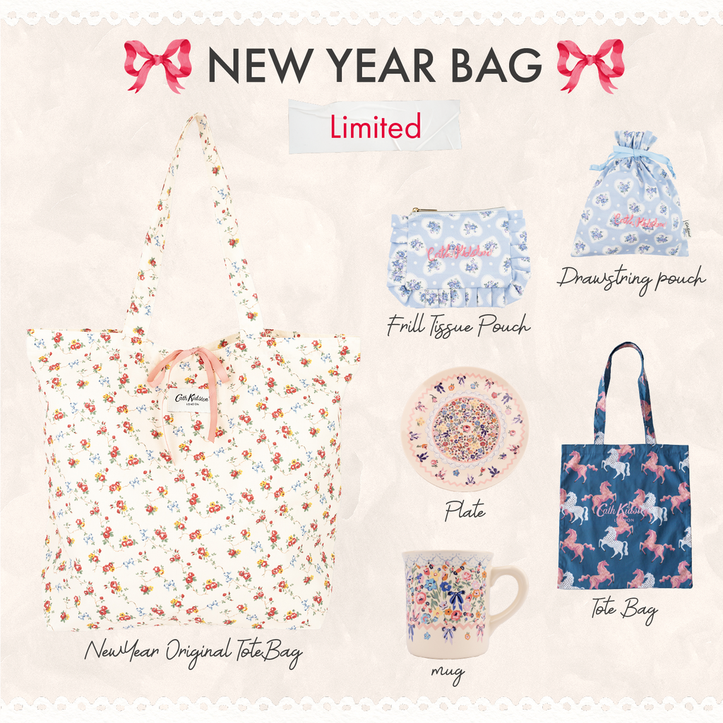 2026 NEW YEAR BAG 雑貨5点セット Bows&Rose 002 | Cath Kidston 日本 2026 NEW YEAR BAG 雑貨5点セット Bows&Rose 002 | Cath Kidston 日本