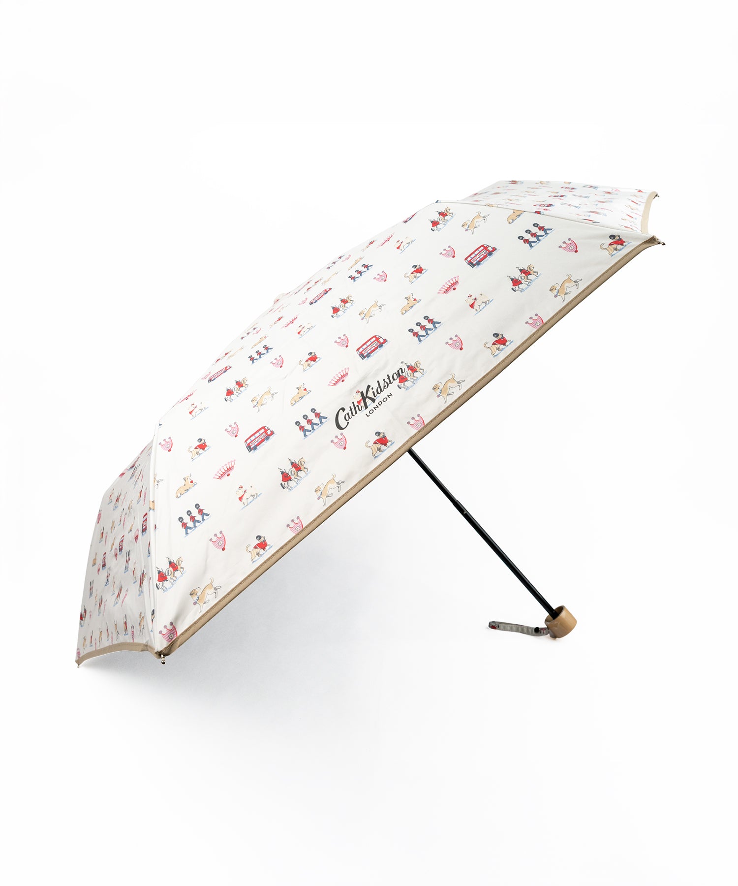 グレーのウッドハンドル折りたたみ傘 折り畳み傘 ウッドハンドル Queenie's London | Cath Kidston 日本公式