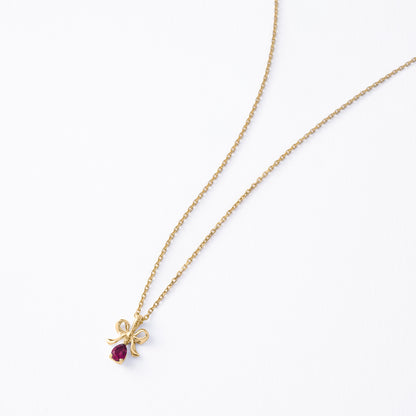 イエローゴールド ネックレス Ribbon Bow