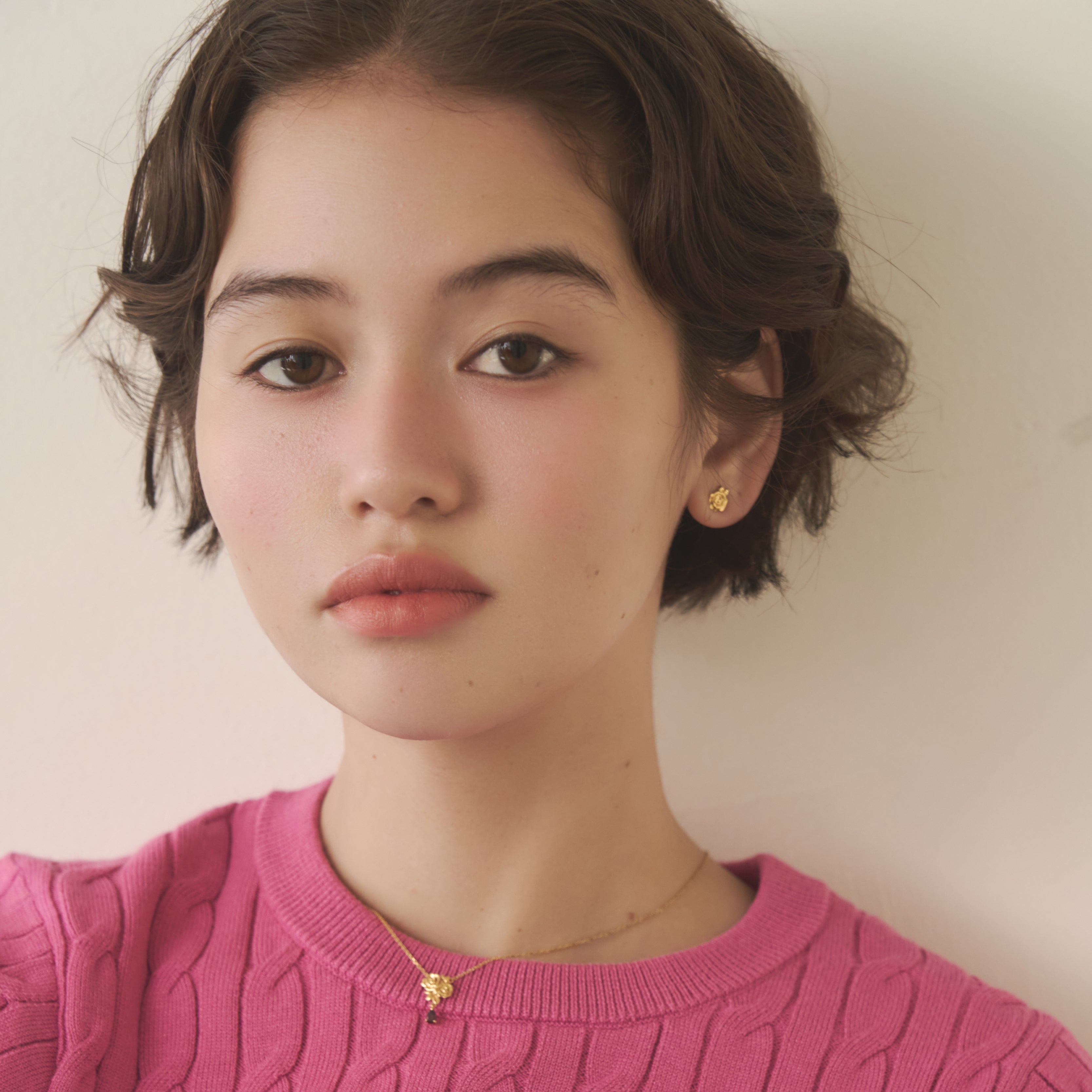 イエローゴールド ネックレス Bows&Rose