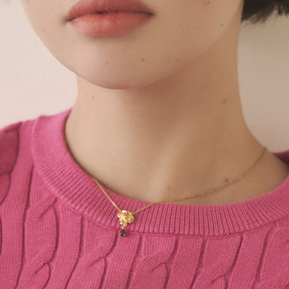 イエローゴールド ネックレス Bows&Rose