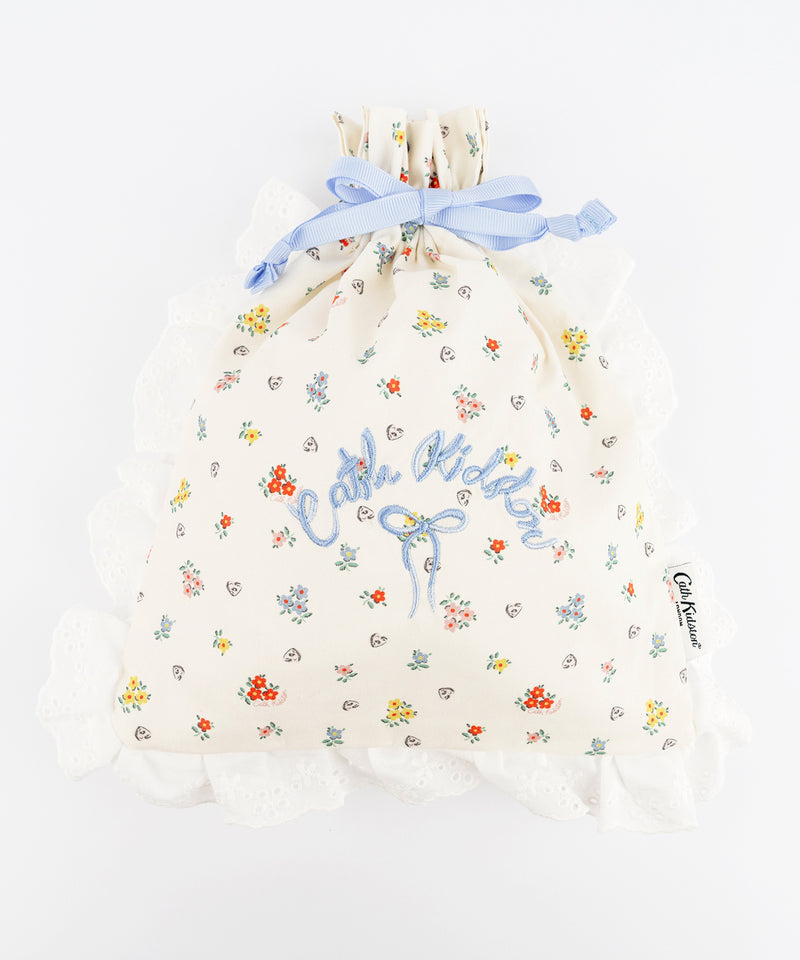 コットンレース　ドローストリングポーチ