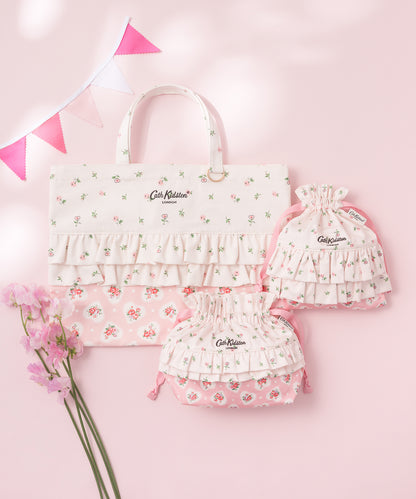 ダブルフリル２サイドドローストリングポーチLace Sprigs