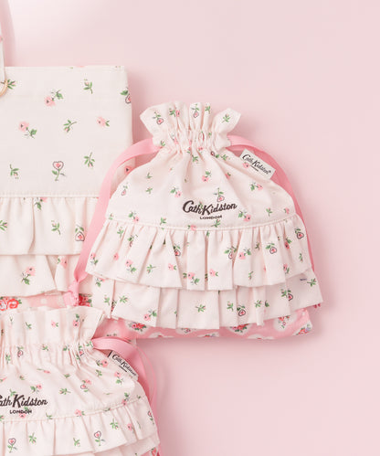 ダブルフリル２サイドドローストリングポーチLace Sprigs