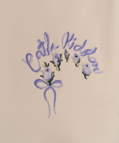 刺繍スウェットトップス Ribbon Floral