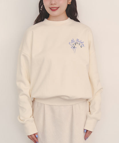 刺繍スウェットトップス Ribbon Floral
