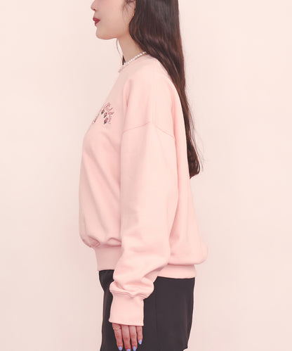 刺繍スウェットトップス Ribbon Floral