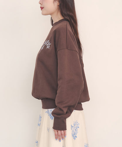 刺繍スウェットトップス Ribbon Floral