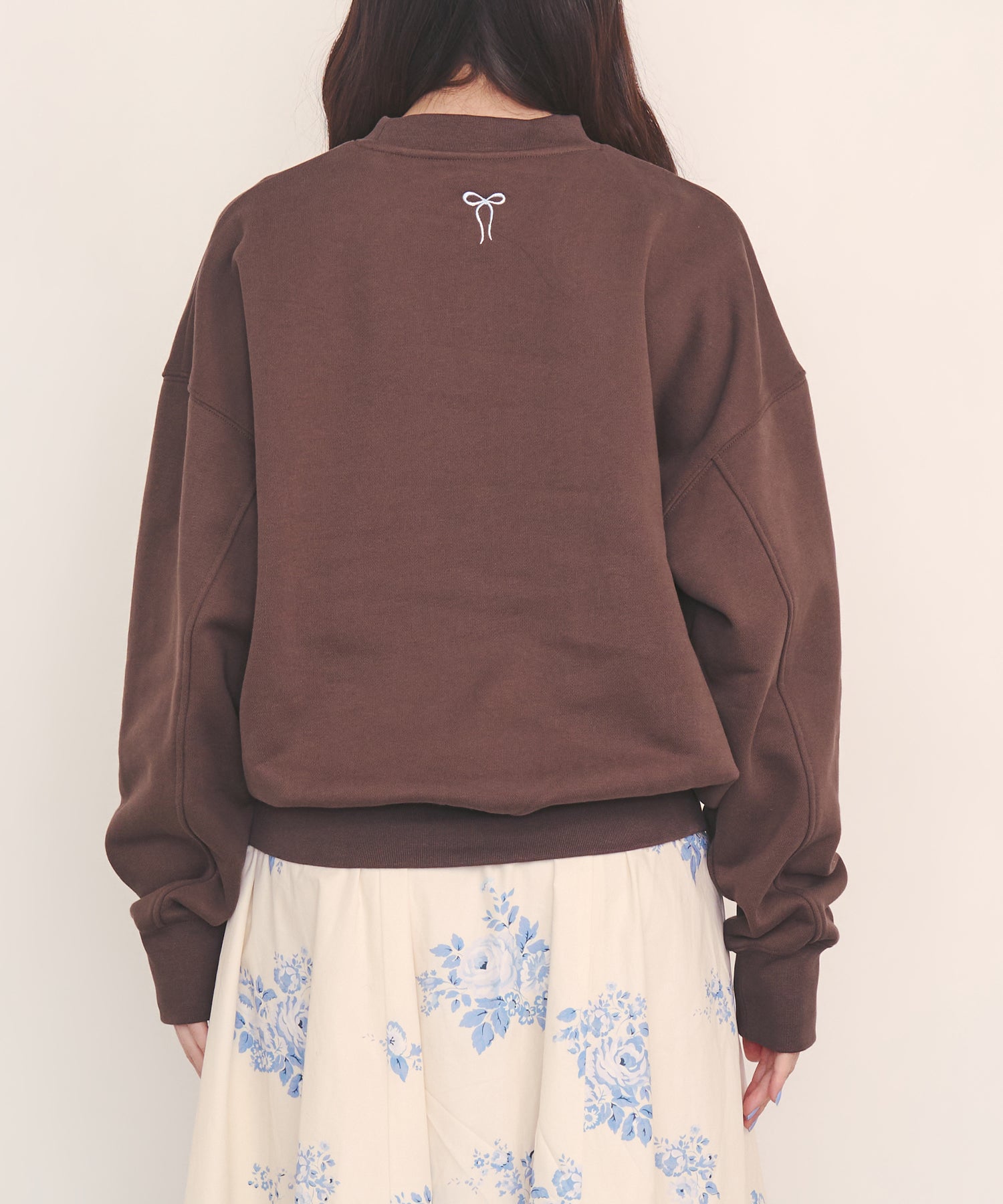 刺繍スウェットトップス Ribbon Floral