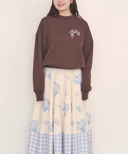 刺繍スウェットトップス Ribbon Floral