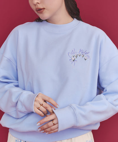 刺繍スウェットトップス Ribbon Floral