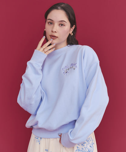 刺繍スウェットトップス Ribbon Floral