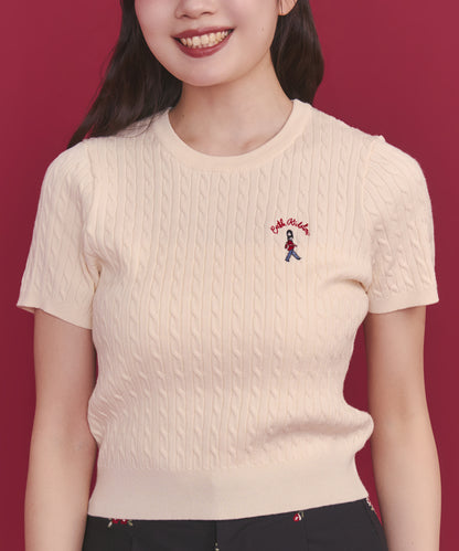 ショートスリーブライトニットトップス Queenie's London